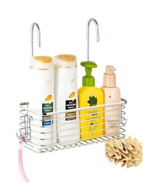 Stainless Steel Shower Door Caddy Hanging Bathroom Organizer Rustproof Shelf